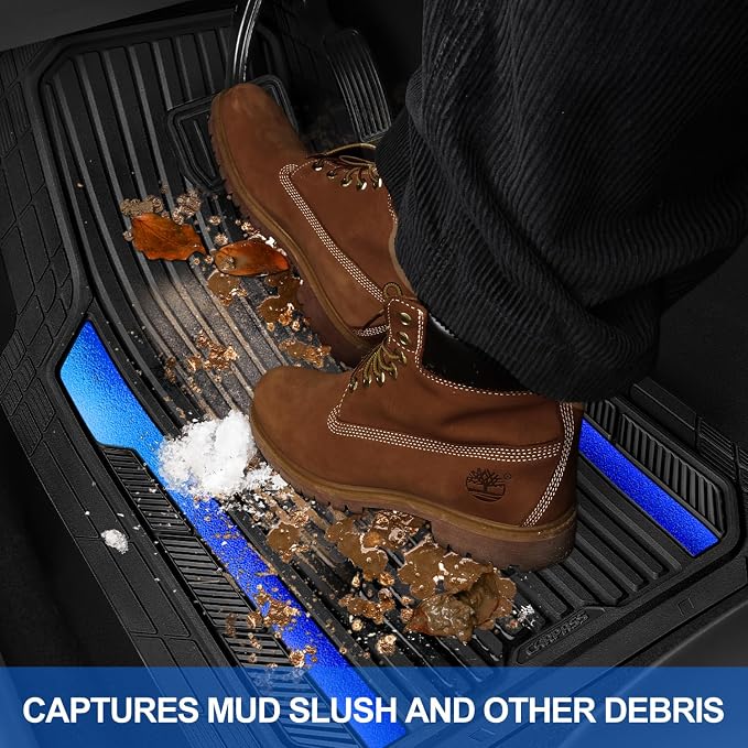 CAR PASS Heavy Duty Rubber Car Mats Metallic, Aluminum Film All Weather Floor - Image 7