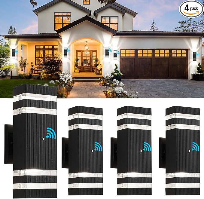 tewei 4 Pack Dusk to Dawn Outdoor Wall Lights Modern Exterior Light Fixture by TeweiBrand