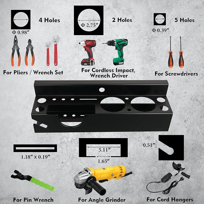 MUTUACTOR Power Tool Organizer, Heavy Duty Drill Driver Angle Grinder Holder - Image 4