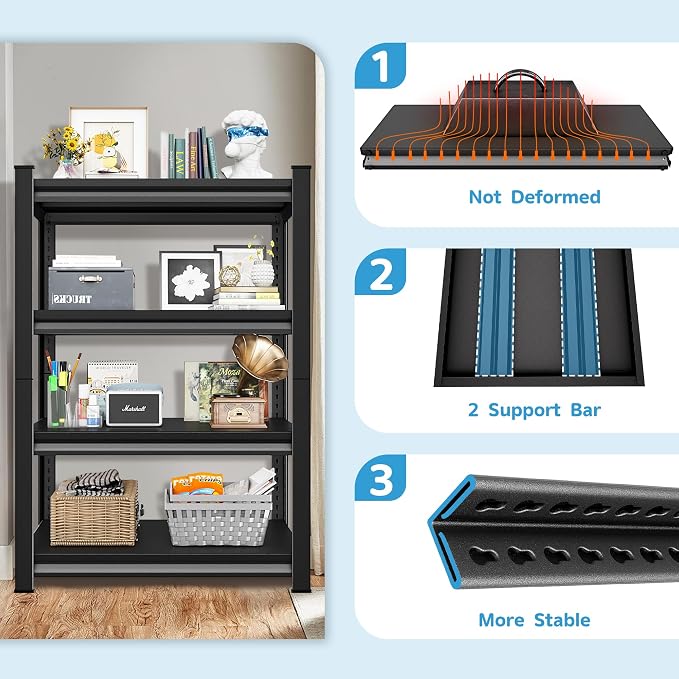 1400LBS Garage Storage Shelves Heavy Duty, 4-Tier Garage Shelving Heavy Duty - Image 6