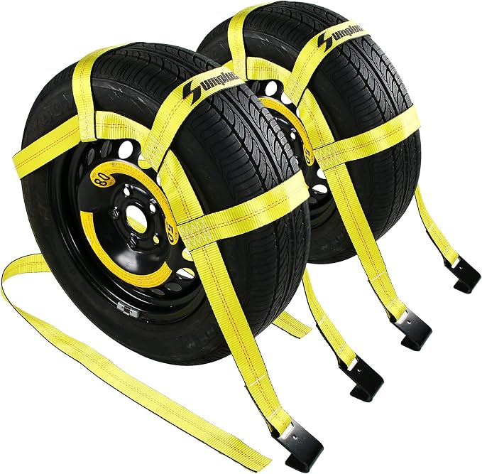Tow Dolly Basket Straps with Flat Hook-2 Pack, Car Wheel Strap Tire Bonnet Net by Sumpluct
