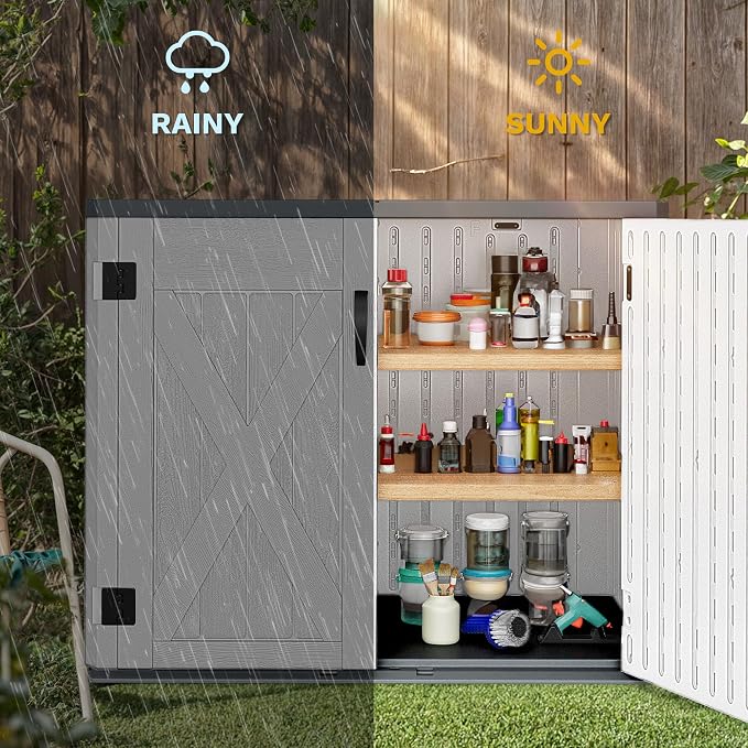 DWVO Outdoor Storage Shed, Weatherproof Resin, 35 Cu Ft Capacity, Horizontal - Image 3