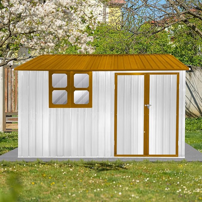 10 x 8 FT Outdoor Storage Shed, Metal Garden Tool Shed - Image 8