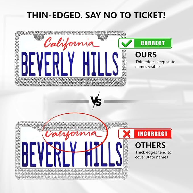 2 Pack Silver Bling License Plate Frames - Image 6