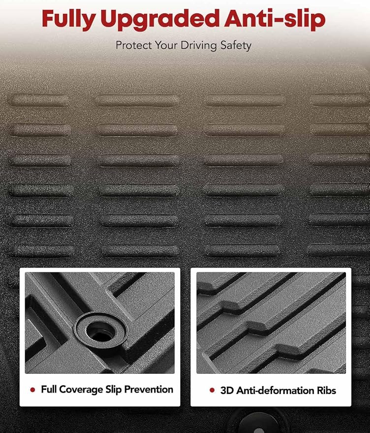 YHTAUTO Floor Mats Fit 2014-2021 Toyota Tundra CrewMax/Double Cab, TPE All - Image 4