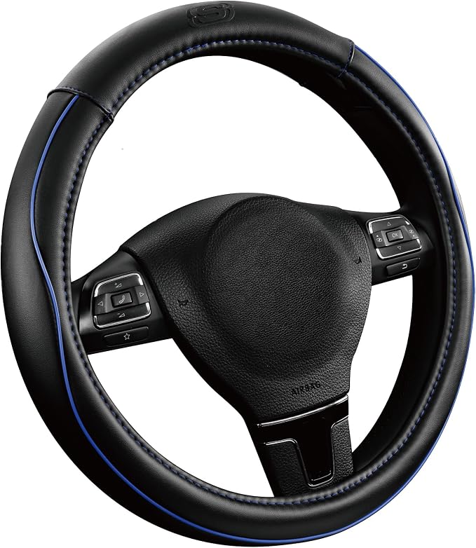 Skechers Memory Foam Steering Wheel Cover, Piping Microfiber Leather Steering by Skechers