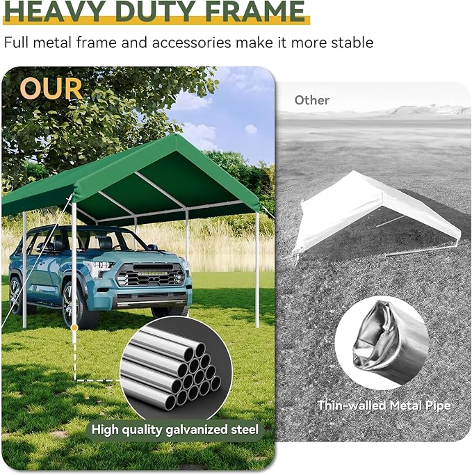 Aoxun 10x20 ft Heavy Duty Carport - Image 4