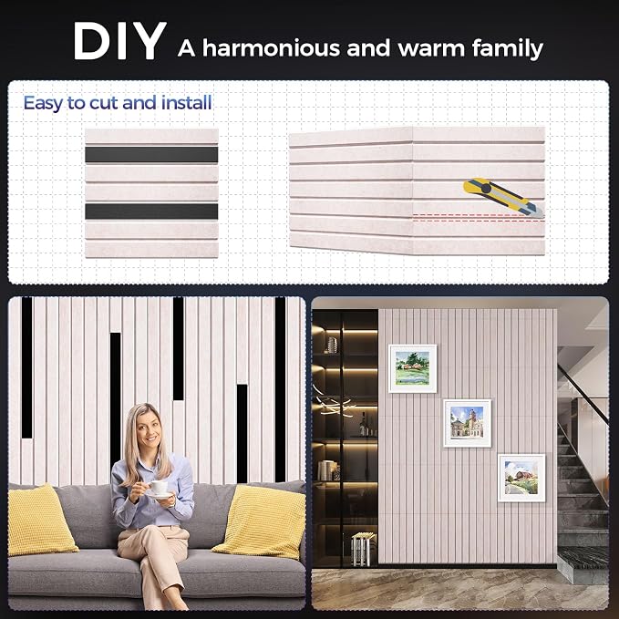6 Pack Large Soundproof Wall Panels, 1.2lb/ft³ High Density, Thicker 0.47in - Image 2