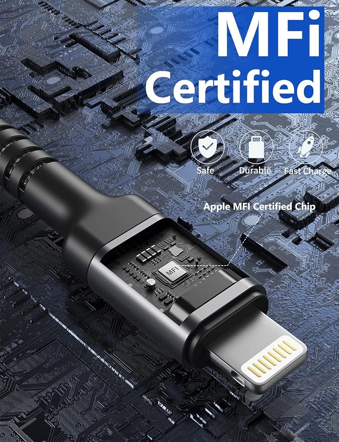 iPhone Charger Cable 2Pack 6FT, Nylon Braided Lightning Cable, Fast Charging - Image 3