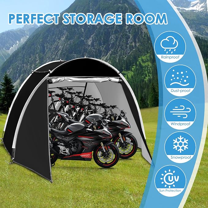 11.5'*6.9'*5.4' Bike Storage Shed Tent, Outdoor Portable Bike Storage, 210D - Image 4