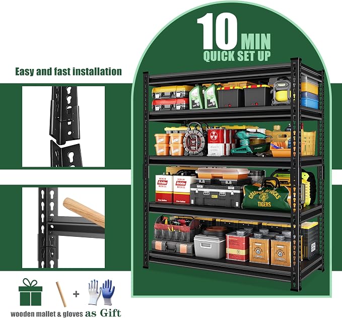 48" W Garage Shelving Heavy Duty，2500LBS Loads Adjustable Garage Storage Shelves - Image 5