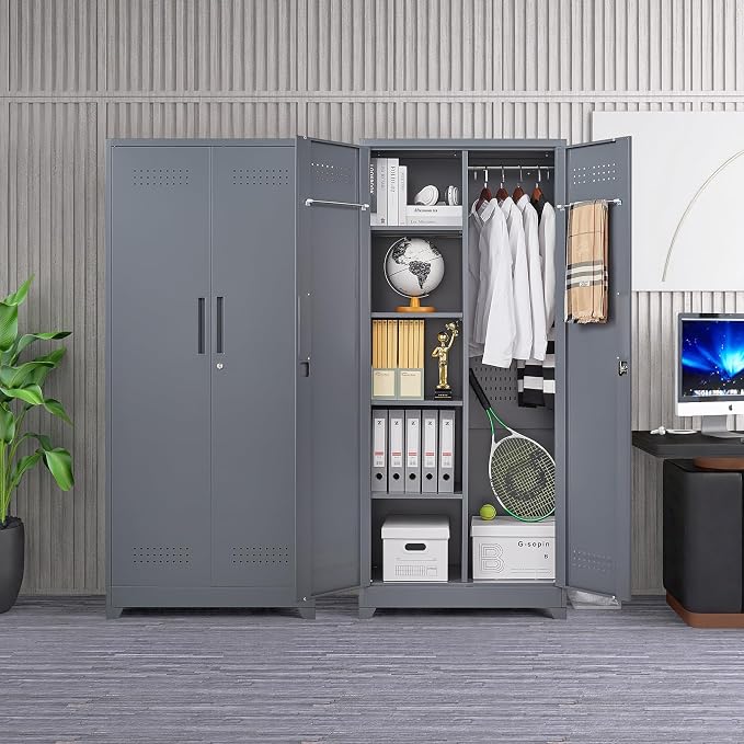 GREATMEET 72.8" Broom Storage Cabinet，Metal Storage Cabinets - Image 2