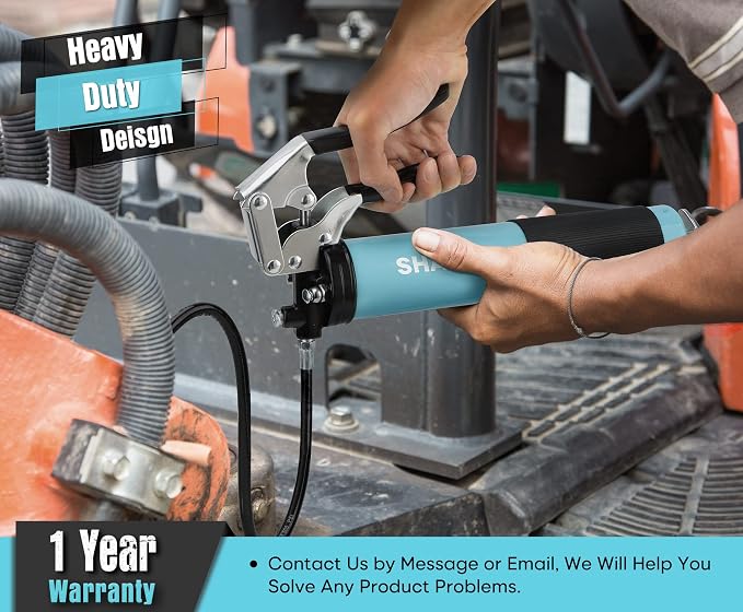 SHALL Grease Gun, 7000 PSI Heavy Duty Pistol Grip Grease Gun Kit w/Grease Gun - Image 6