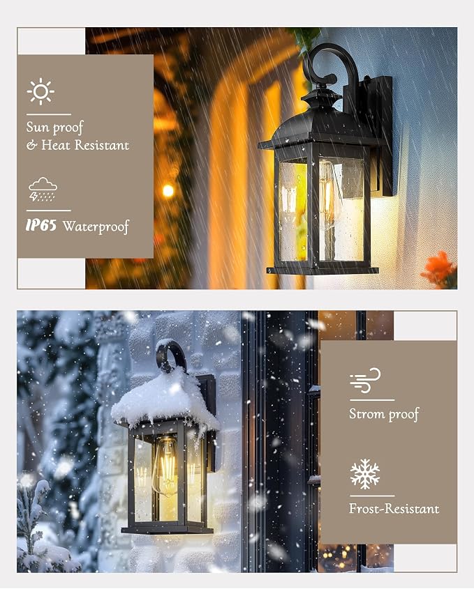 FEMILA Dusk to Dawn Outdoor Wall Sconce, Front Porch Light Fixtures Wall Mount - Image 4