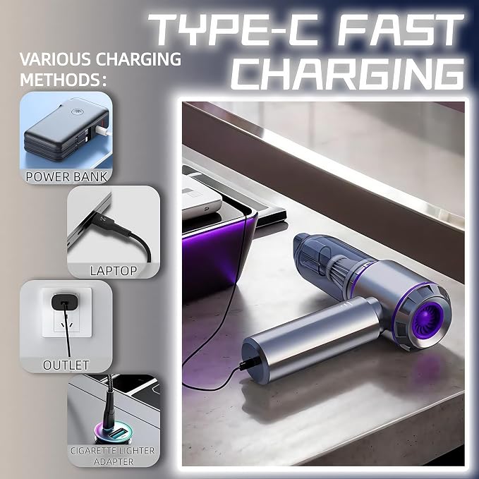 Handheld Car Vacuum Cleaner, 21000PA Rechargeable High Power Cordless Mini - Image 5