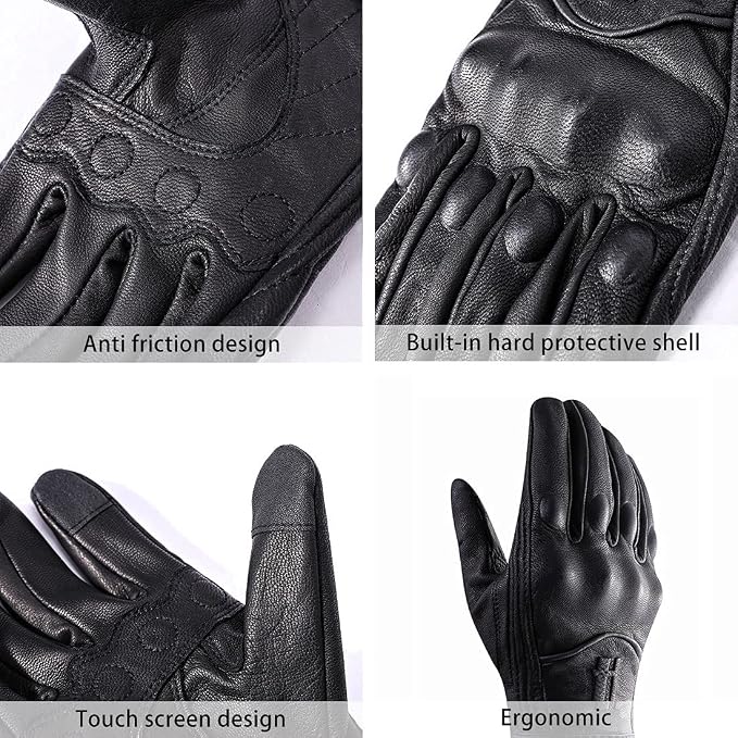 Harssidanzar Women's Motorcycle Gloves, Leather Motorcycle Gloves, Motorbike - Image 6