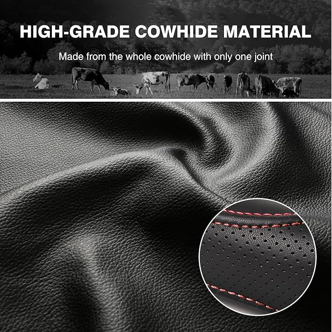 High-Grade Real Cowhide Steering Wheel Cover - Image 3