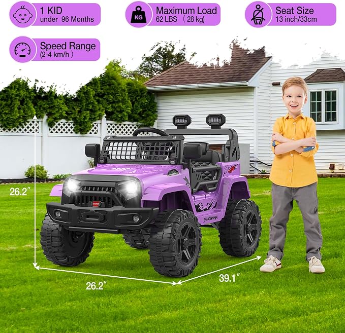 12V Kids Electric Ride On Truck Car w/Parent Remote Control, Spring Suspension - Image 7