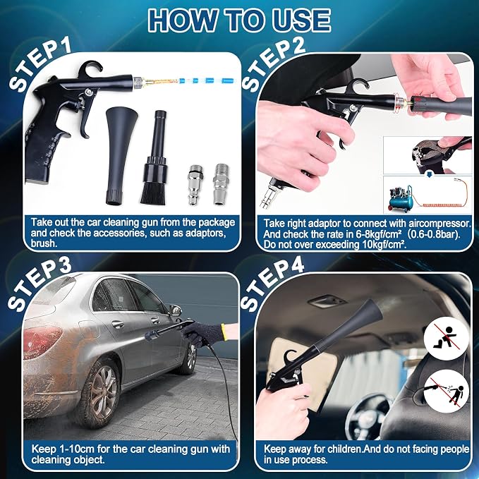 Car Cleaning Gun Detailing Interior Dryer Air Blow Gun, High Pressure Blower Gun - Image 5