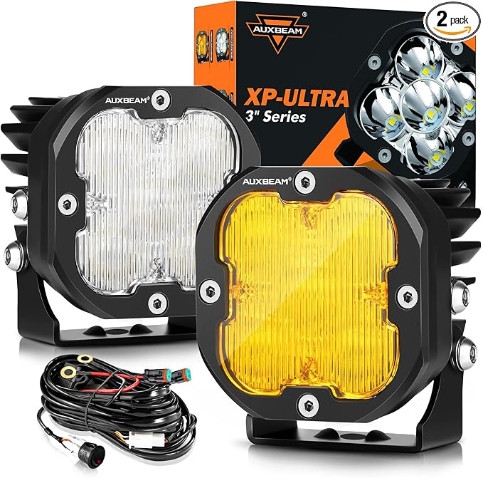 Auxbeam XP-Ultra Series 3 Inch Flood Beam LED Pods, 9600LM White Offroad by Auxbeam