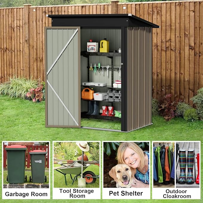JUMMICO Metal Outdoor Storage Shed 5 x 3 FT Metal Shed - Image 7