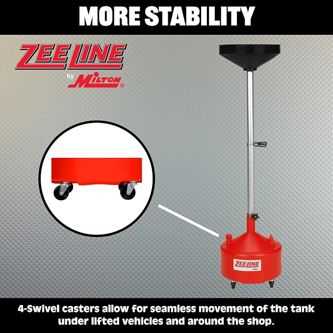 Zeeline By Milton ZE8DC, Rolling Oil Drain Pan, 8 Gallon Oil Drain - Image 8