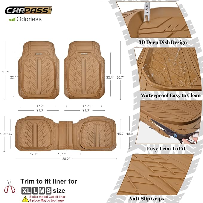 CAR PASS Tire Tread DeepDish Rubber Floor Mats - Image 2