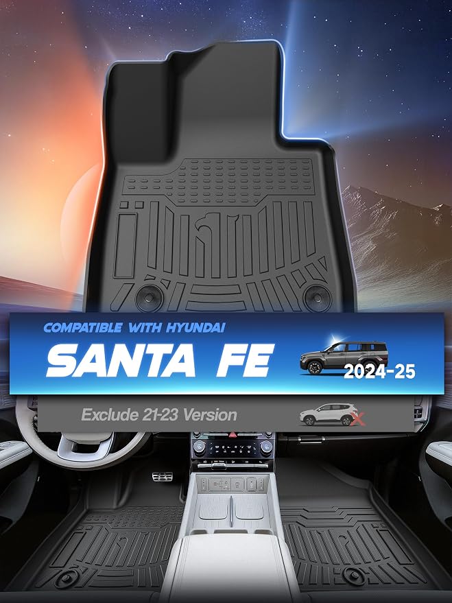 Car Floor Mats for 2024 2025 Hyundai Santa Fe Accessories, TPE All Weather - Image 2