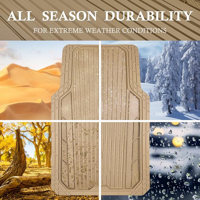 CAR PASS Heavy Duty Sporty Rubber Car Mats, Deep Dish All Weather Car Floor - Image 3
