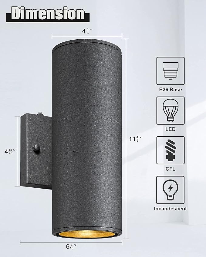 Ken & Ricky Outdoor Wall Light, Dusk to Dawn Sensor Exterior Light Fixture - Image 4