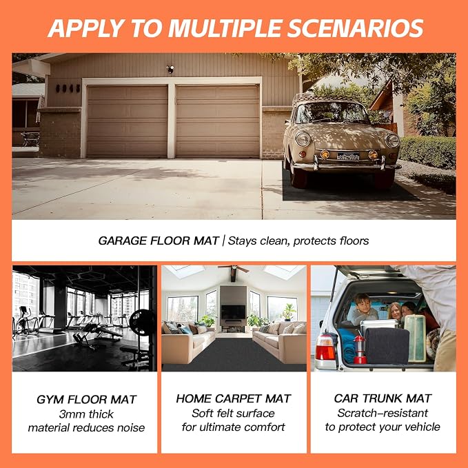 36"x60"（2 PCS） Garage Floor Mat & Oil Spill Mat, Heavy Duty Under Car Mat - Image 6