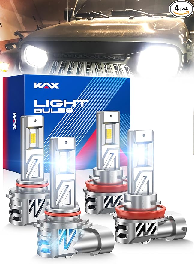 KAX 2025 10X Brightener 9005 H11 Led Bulbs Combo by KAX