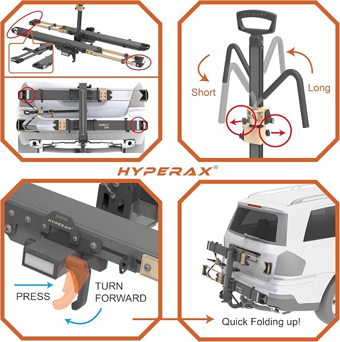 HYPERAX Volt Lift SP -E Bike Hitch Mount Platform Style 2 Bikes Carrier - Image 5