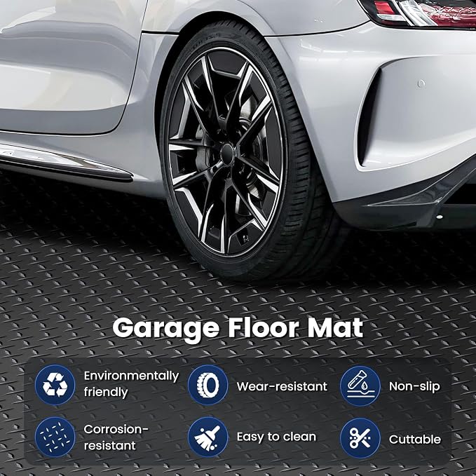 7.5 x 17 FT Garage Floor Mat, Thickened PVC Parking Mat, Anti-Slip Garage Floor - Image 2