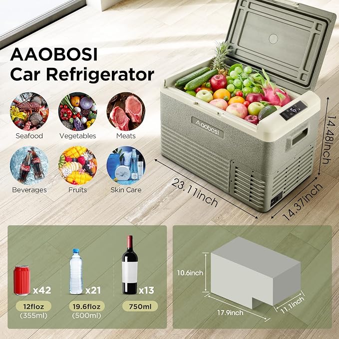 AAOBOSI 12 Volt Car Refrigerator 32 Quart RV Portable Refrigerator Freezer Car - Image 3