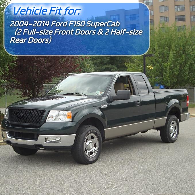 4PCS in Channel Rain Guards for 2004-2014 Ford F150 Extended Super Cab - Image 2