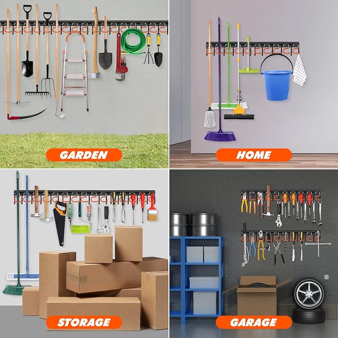 68'' All Metal Garden Tool Organizer Wall Mount Garage Organizers and Storage - Image 6