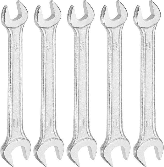 HARFINGTON 5pcs Double Open End Wrench 9mm x 11mm Metric 15 Degree Offset Angle by HARFINGTON
