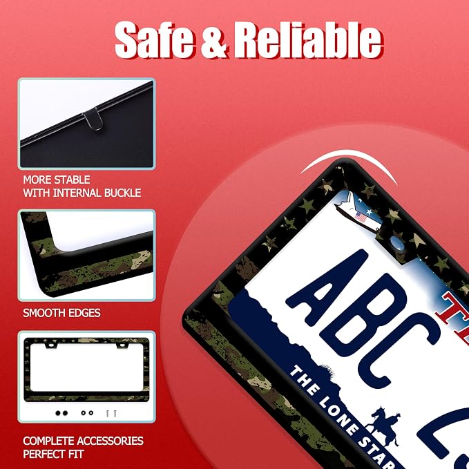 American Flag License Plate Frame Camo License Plate Frames Funny Auto - Image 2