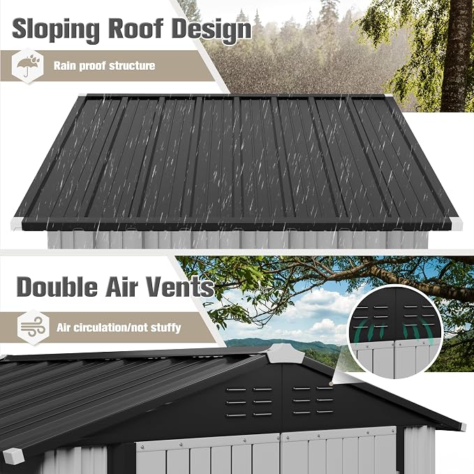 JUMMICO Metal Outdoor Storage Shed 6 x 8 FT Metal Shed - Image 4