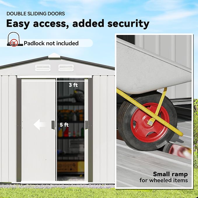 Outsunny 9' x 6' Outdoor Storage Shed, Garden Tool Metal Shed - Image 4