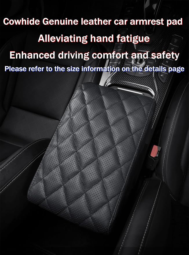 Car Center Console Cover pad Genuine Cowhide Leather, Vehicle Arm Rest Cushion - Image 8