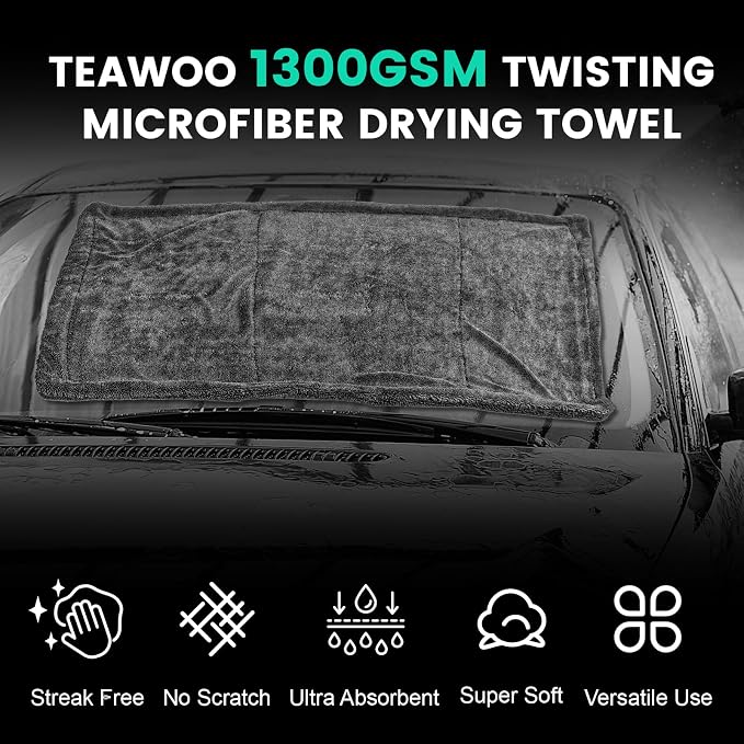 2 Pack Double-Sided Car Care Extra-Large, Ultra-Absorbant Microfiber Drying - Image 7