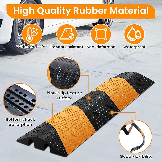 Rubber Speed Bumps for Road, 78.7'' Total Long, 66000 LBS Load Capacity - Image 4