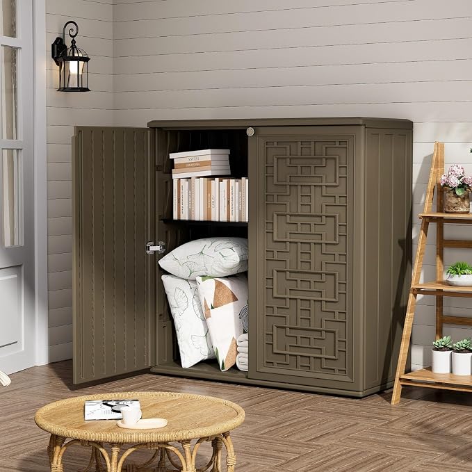 ZZM HDPE Outdoor Storage Shed, Outdoor Plastic Storage Cabinet, Horizontal - Image 2