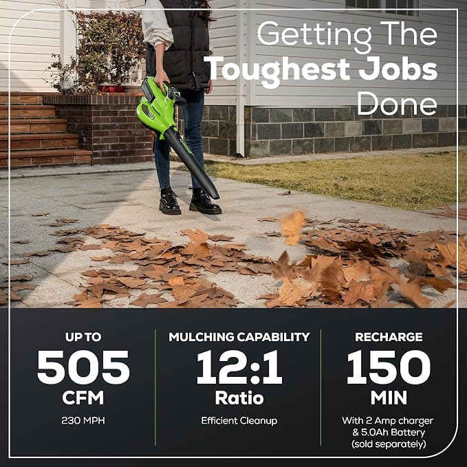 Greenworks 40V Cordless Brushless Leaf Blower/Vacuum - Image 3