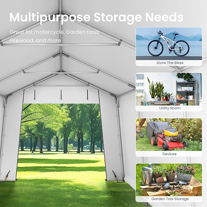PHI VILLA 10'X15'*8.7' Outdoor Portable Storage Shelter Shed Garage - Image 2