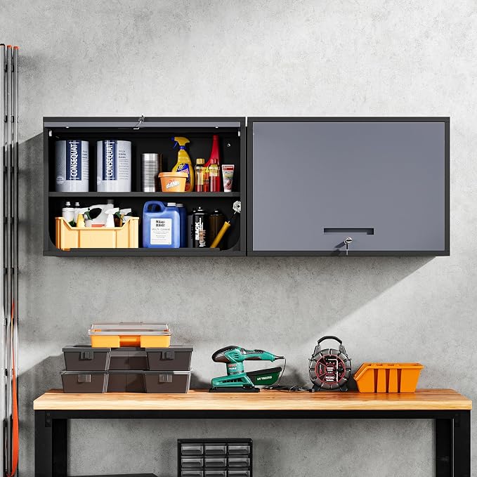 Yizosh Metal Wall Cabinet with Doors and Shelves, Wall Mounted Storage Cabinet - Image 2