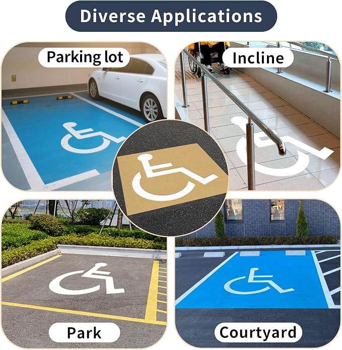 Handicap Parking Stencil, 35.5" x 33" Foldable Cardboard Parking Lot Stencils - Image 6