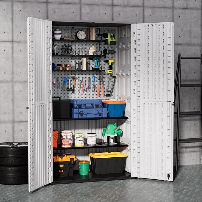 ZZM Resin Outdoor Storage Shed, 67 Cu.ft Vertical Resin Tool 4x6 FT Cabinet w/o - Image 4